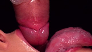 CLOSE UP: BEST CONDOM MILKING BLOWJOB! She BROKE the CONDOM and Got ALL CUM in MOUTH! ASMR Sucking